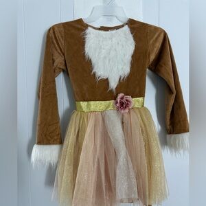 Fox Charming Brown and Gold Kids Costume with Faux Fur